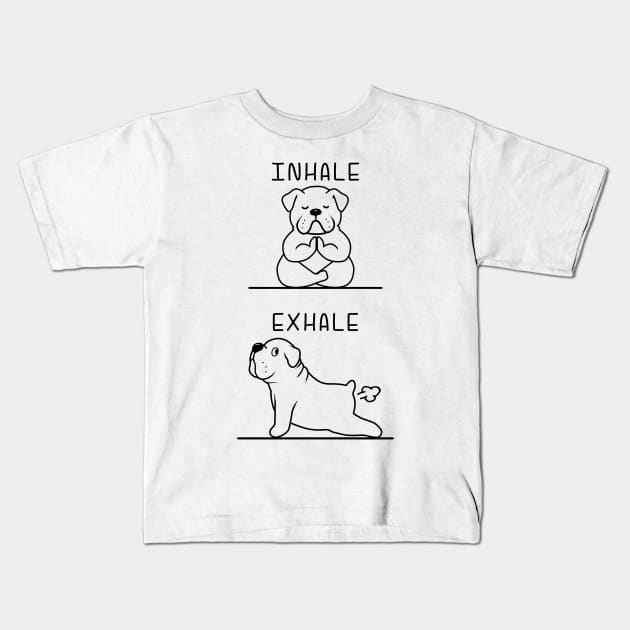 English bulldog yoga Kids T-Shirt by MasutaroOracle